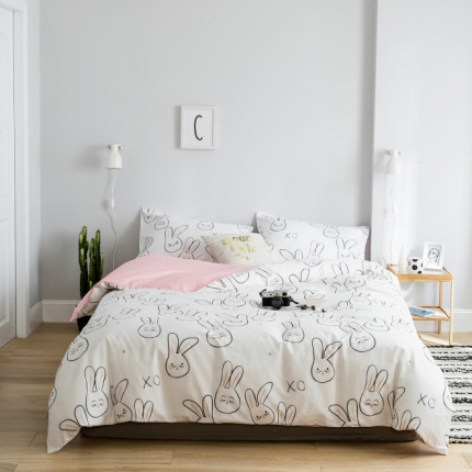 91家纺网 家纺一手货源 找家纺 （总）棉生活 2019新款13372萌系小清新四件套床笠款