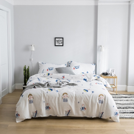 91家纺网 家纺一手货源 找家纺 棉生活 2019新款13372萌系小清新四件套床单款美少女