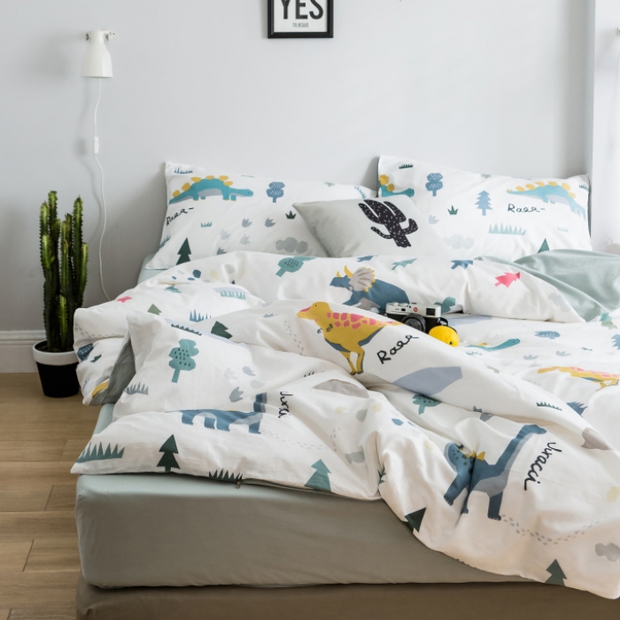 91家纺网 家纺一手货源 找家纺 （总）棉生活 2019新款13372萌系小清新四件套床笠款