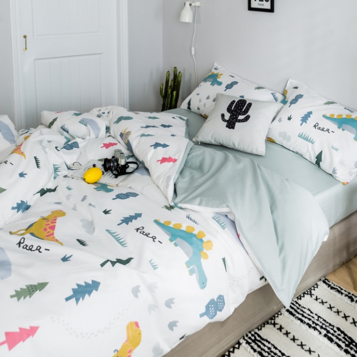 91家纺网 家纺一手货源 找家纺 （总）棉生活 2019新款13372萌系小清新四件套床笠款