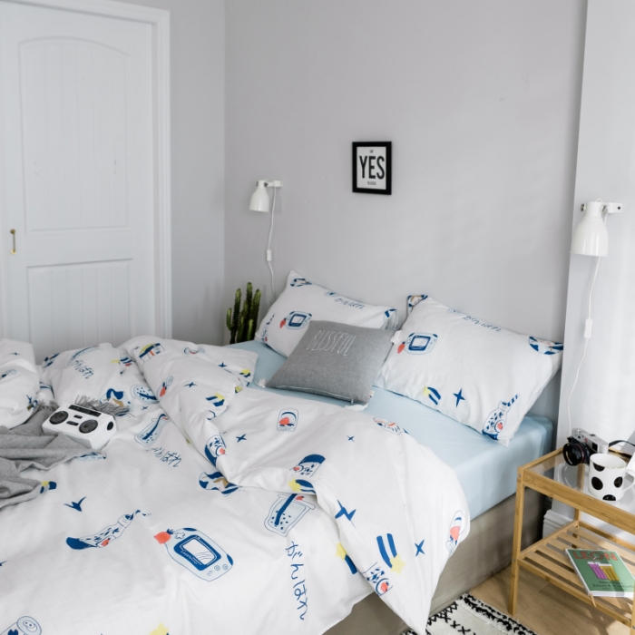 91家纺网 家纺一手货源 找家纺 棉生活 2019新款13372萌系小清新四件套床单款美少女