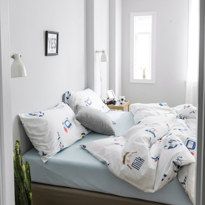 91家纺网 家纺一手货源 找家纺 棉生活 2019新款13372萌系小清新四件套床单款美少女