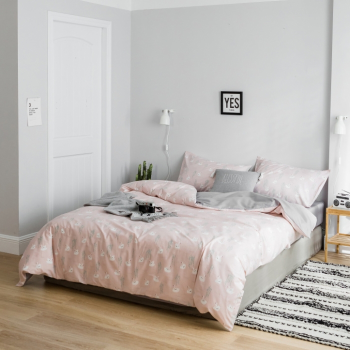 91家纺网 家纺一手货源 找家纺 棉生活 2019新款13372萌系小清新四件套 床单款 萌奇