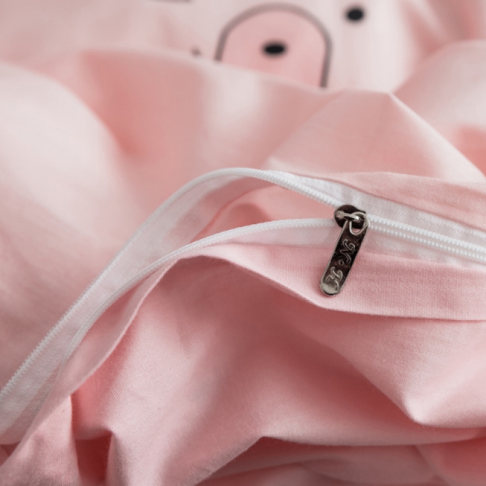 91家纺网 家纺一手货源 找家纺 棉生活 2019新款13372萌系小清新四件套床单款奶油小猪