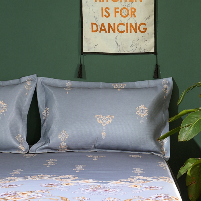 91家纺网 家纺一手货源 找家纺 棉生活 2020春夏新品600D冰丝软凉席三件套春之密语-紫