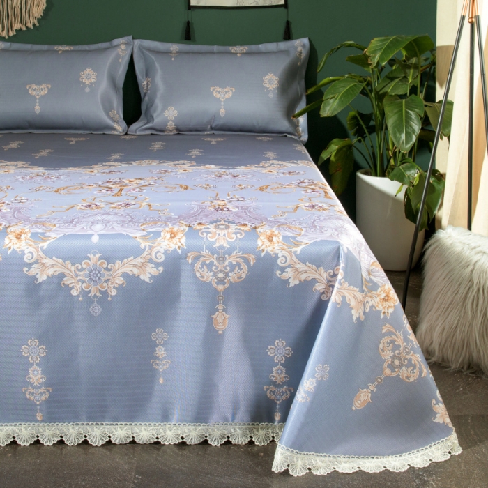 91家纺网 家纺一手货源 找家纺 棉生活 2020春夏新品600D冰丝软凉席三件套春之密语-紫