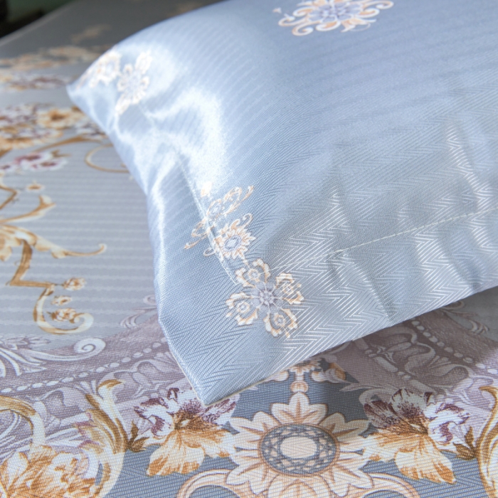 91家纺网 家纺一手货源 找家纺 棉生活 2020春夏新品600D冰丝软凉席三件套春之密语-紫