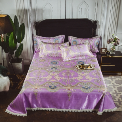 棉生活 2020春夏新品600D冰丝软凉席三件套 小时光紫