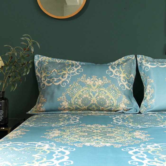 91家纺网 家纺一手货源 找家纺 棉生活 2020春夏新品600D冰丝软凉席三件套 子瑜-蓝