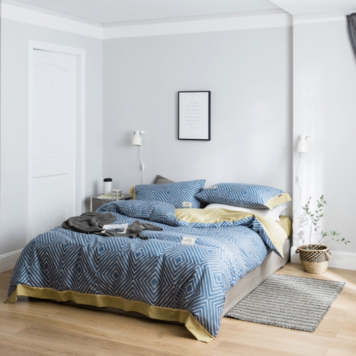 91家纺网 家纺一手货源 找家纺 棉生活 2019新款轻奢简约系列四件套 夜阑