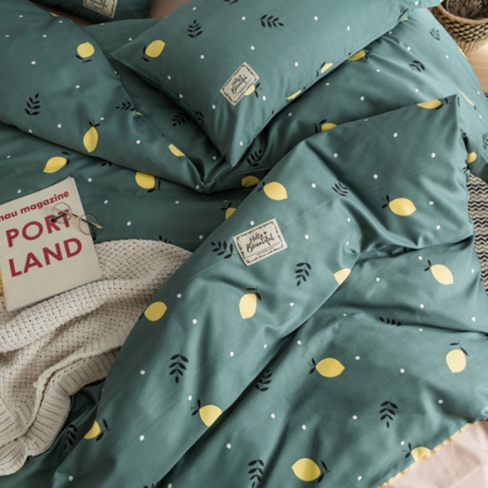 91家纺网 家纺一手货源 找家纺 棉生活 2019新款轻奢简约系列四件套 柠檬