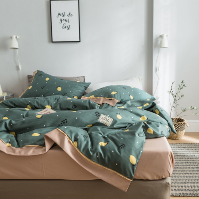 91家纺网 家纺一手货源 找家纺 棉生活 2019新款轻奢简约系列四件套 柠檬