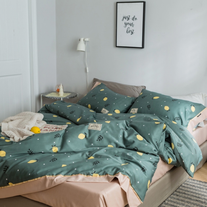 91家纺网 家纺一手货源 找家纺 棉生活 2019新款轻奢简约系列四件套 柠檬