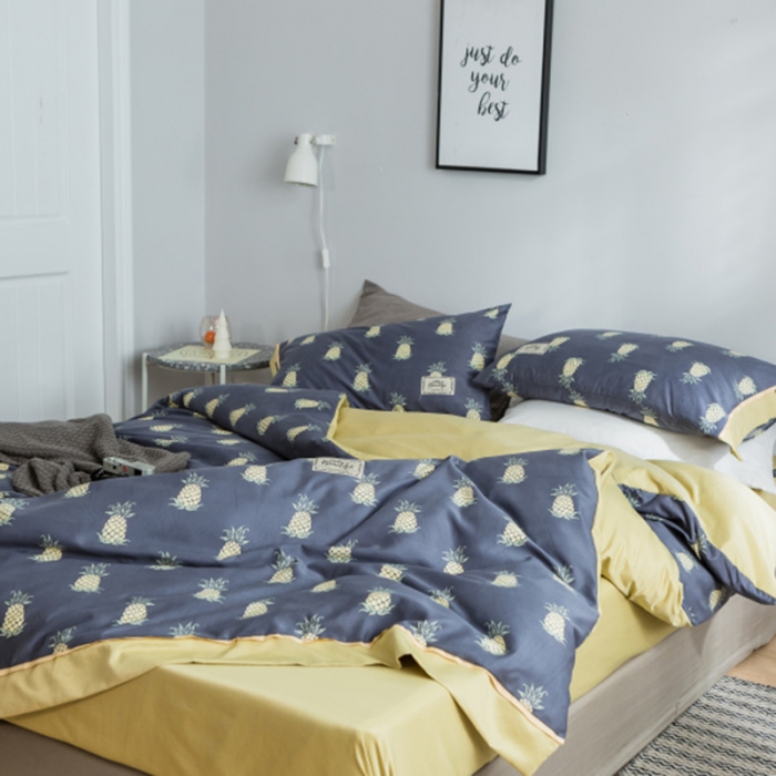 91家纺网 家纺一手货源 找家纺 棉生活 2019新款轻奢简约系列四件套 菠萝