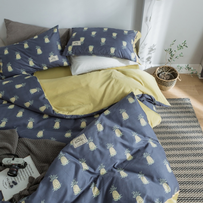 91家纺网 家纺一手货源 找家纺 棉生活 2019新款轻奢简约系列四件套 菠萝