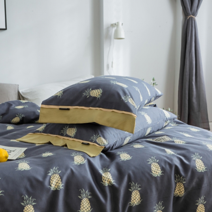 91家纺网 家纺一手货源 找家纺 棉生活 2019新款轻奢简约系列四件套 菠萝