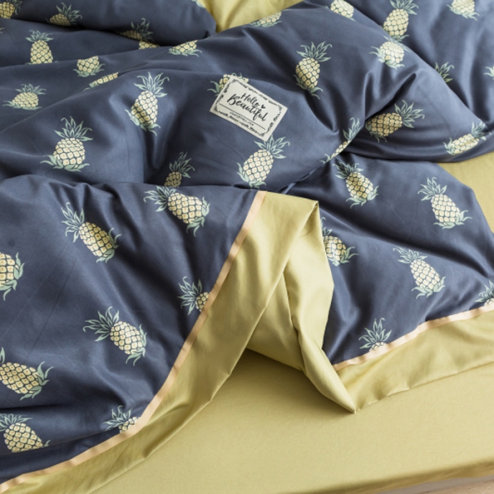 91家纺网 家纺一手货源 找家纺 棉生活 2019新款轻奢简约系列四件套 菠萝