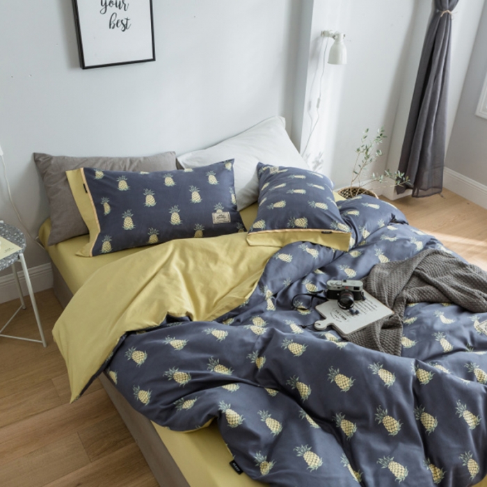 91家纺网 家纺一手货源 找家纺 棉生活 2019新款轻奢简约系列四件套 菠萝