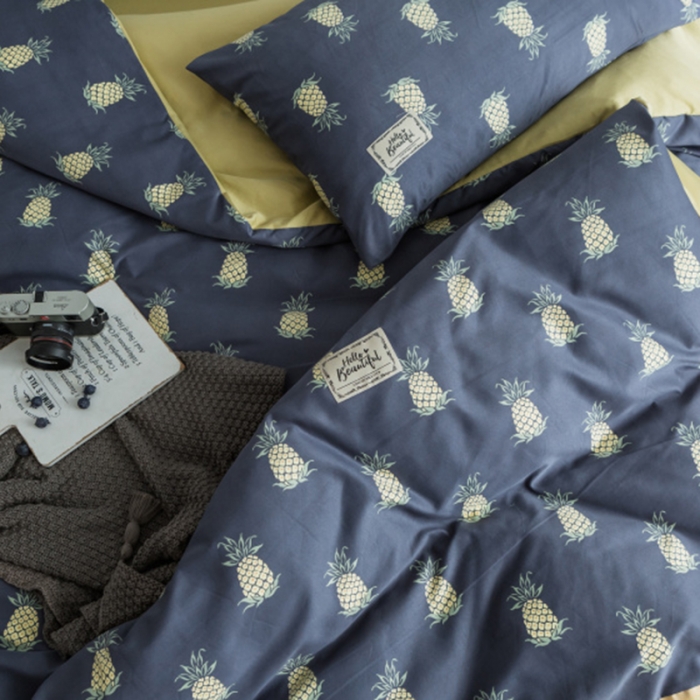 91家纺网 家纺一手货源 找家纺 棉生活 2019新款轻奢简约系列四件套 菠萝