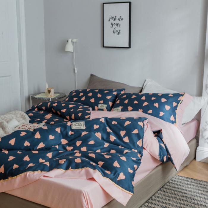 91家纺网 家纺一手货源 找家纺 棉生活 2019新款轻奢简约系列四件套 甜心