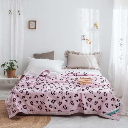 棉生活 2019新款全棉棉花夏被 豹纹粉