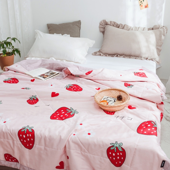 91家纺网 家纺一手货源 找家纺 棉生活 2019新款全棉棉花夏被 大草莓