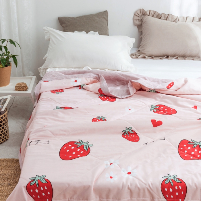 91家纺网 家纺一手货源 找家纺 棉生活 2019新款全棉棉花夏被 大草莓