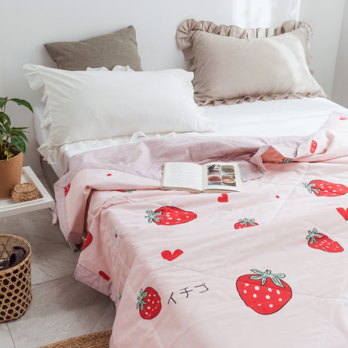 91家纺网 家纺一手货源 找家纺 棉生活 2019新款全棉棉花夏被 大草莓