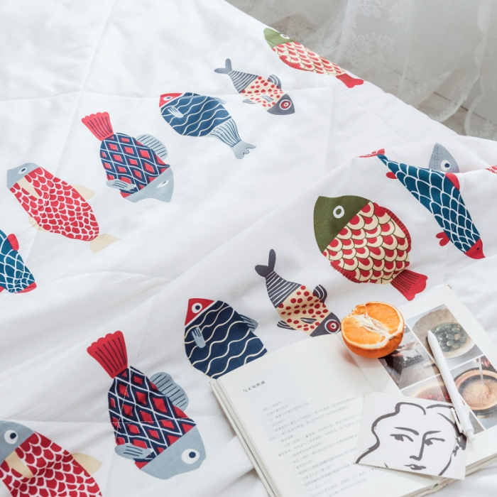 91家纺网 家纺一手货源 找家纺 棉生活 2019新款全棉棉花夏被 锦鲤