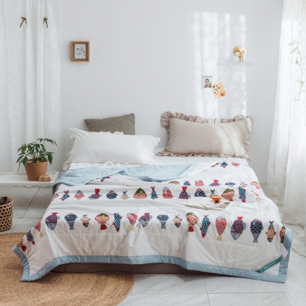 棉生活 2019新款全棉棉花夏被 锦鲤