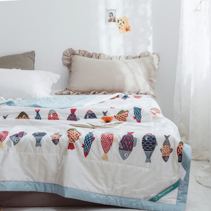 91家纺网 家纺一手货源 找家纺 棉生活 2019新款全棉棉花夏被 锦鲤