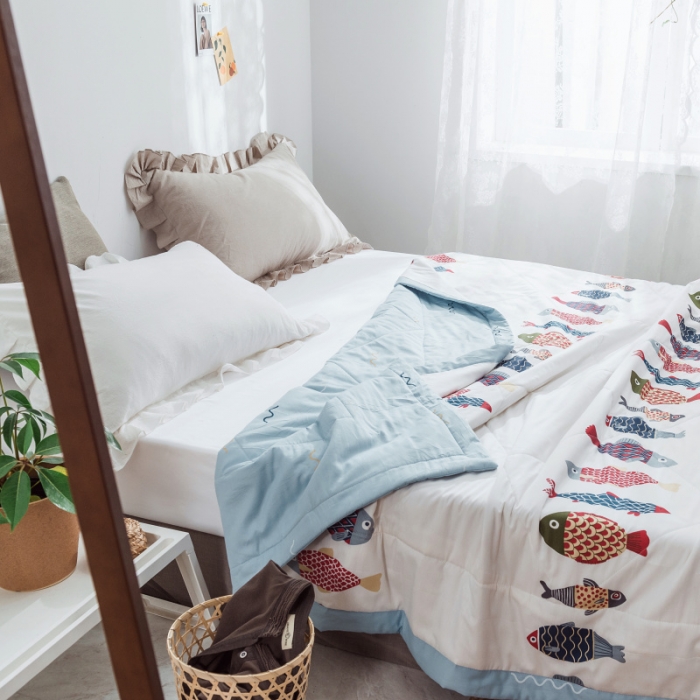 91家纺网 家纺一手货源 找家纺 棉生活 2019新款全棉棉花夏被 锦鲤