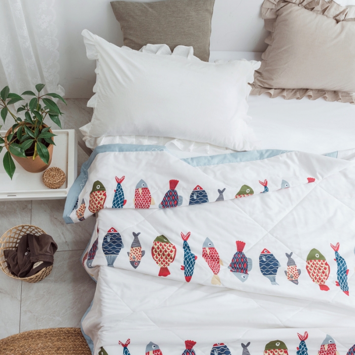 91家纺网 家纺一手货源 找家纺 棉生活 2019新款全棉棉花夏被 锦鲤