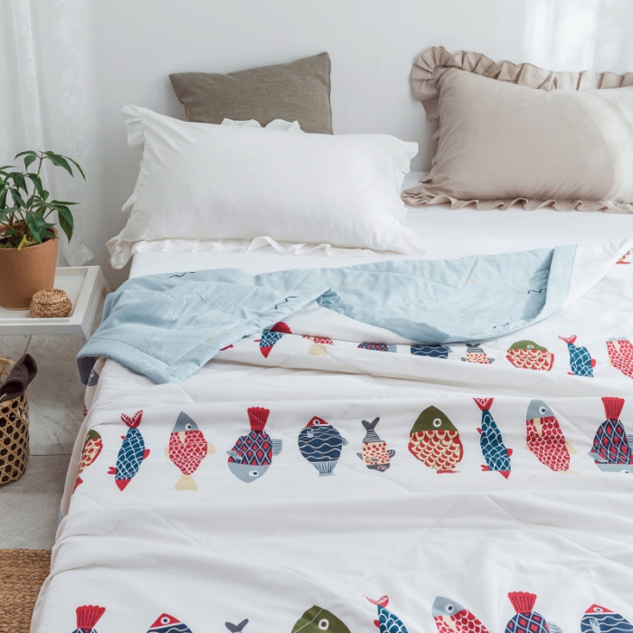 91家纺网 家纺一手货源 找家纺 棉生活 2019新款全棉棉花夏被 锦鲤