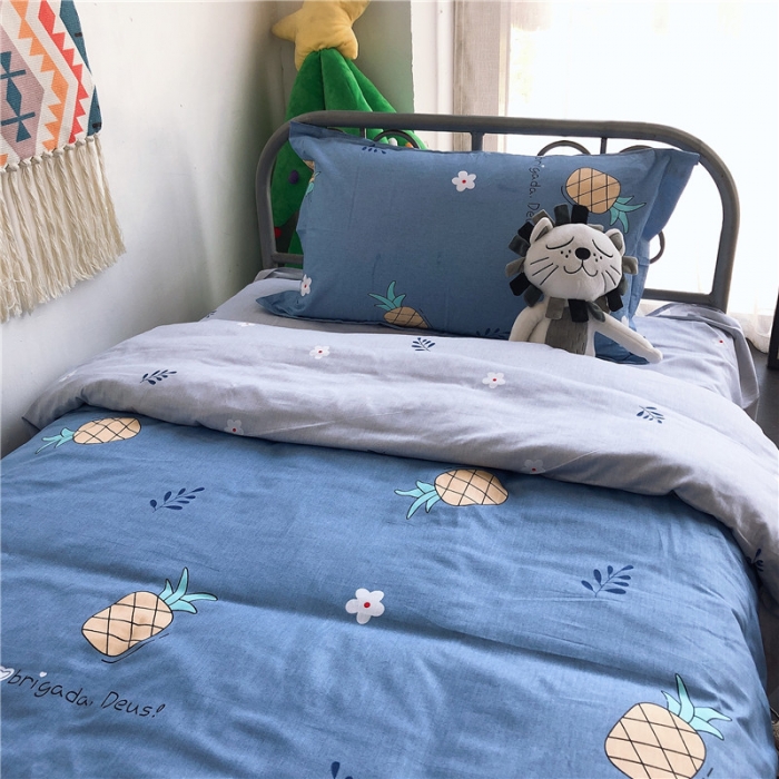 91家纺网 家纺一手货源 找家纺 棉生活 2019新款学生三件套 菠萝物语