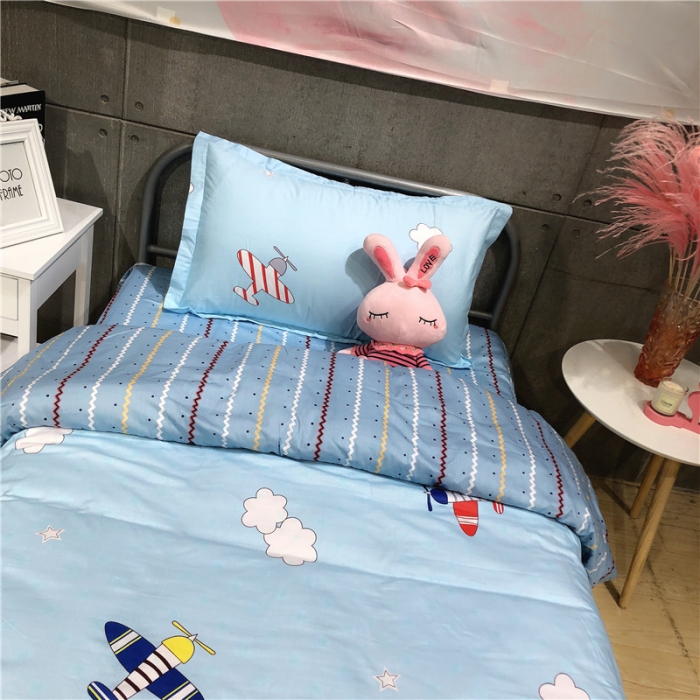 91家纺网 家纺一手货源 找家纺 棉生活 2019新款学生三件套 探索太空蓝