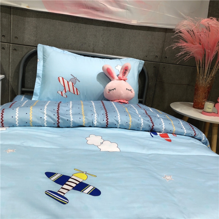 91家纺网 家纺一手货源 找家纺 棉生活 2019新款学生三件套 探索太空蓝