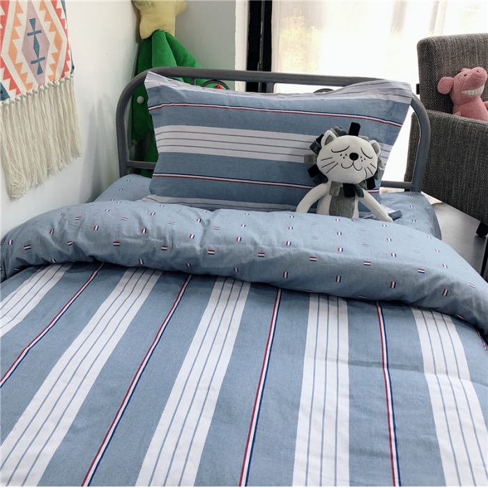 91家纺网 家纺一手货源 找家纺 棉生活 2019新款学生三件套 天空蓝