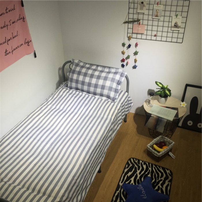 91家纺网 家纺一手货源 找家纺 棉生活 2019新款学生三件套 格调灰