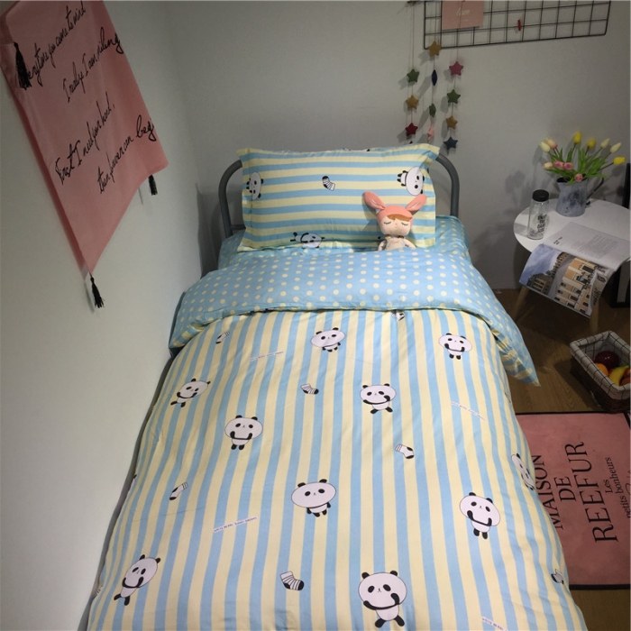 91家纺网 家纺一手货源 找家纺 棉生活 2019新款学生三件套 萌宝熊猫