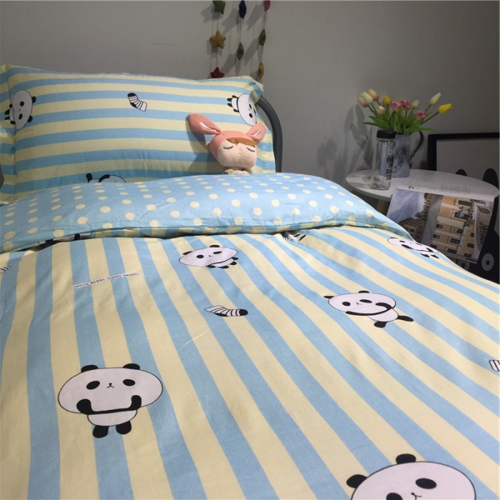 91家纺网 家纺一手货源 找家纺 棉生活 2019新款学生三件套 萌宝熊猫