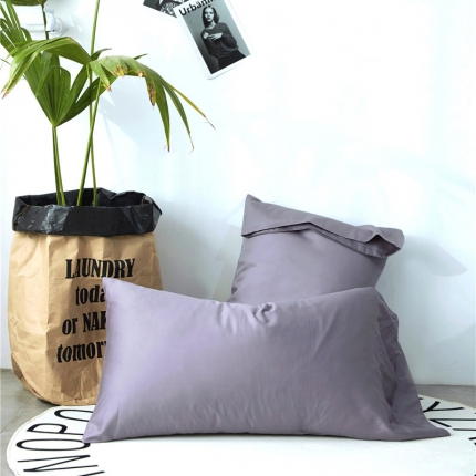 吉品家纺 60支长绒棉素色枕套优雅紫