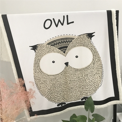 麦柚家纺 法莱绒羊羔绒毛毯 Owl