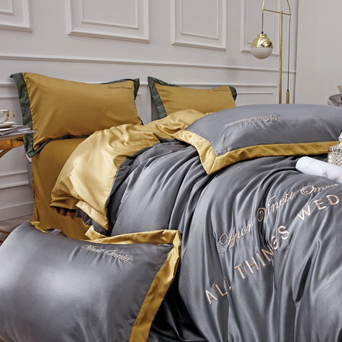 91家纺网 家纺一手货源 找家纺 优悦生活馆 2019新款永恒水洗真丝四件套 永恒-高级灰