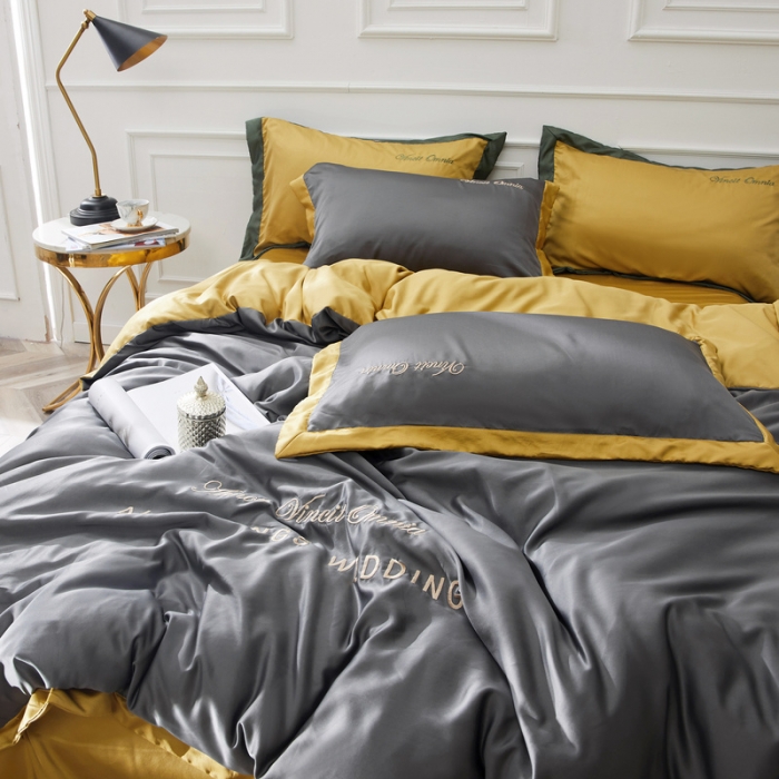 91家纺网 家纺一手货源 找家纺 优悦生活馆 2019新款永恒水洗真丝四件套 永恒-高级灰