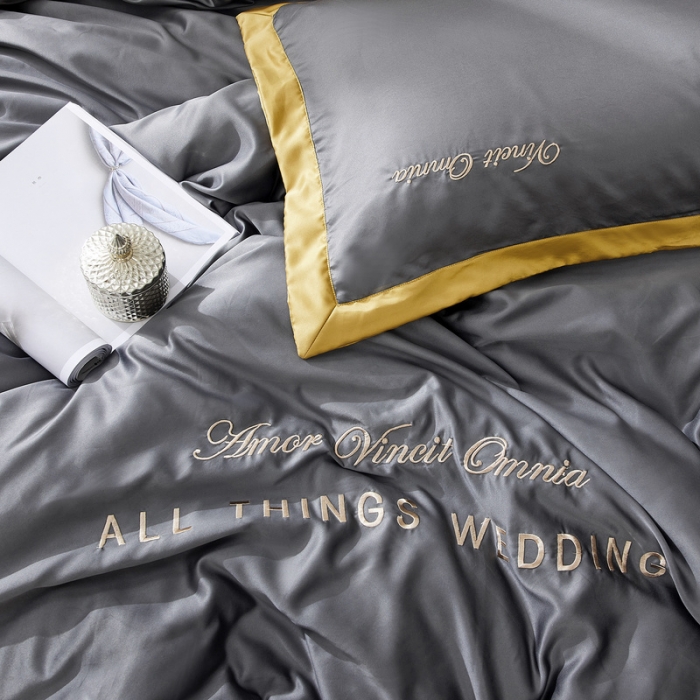 91家纺网 家纺一手货源 找家纺 优悦生活馆 2019新款永恒水洗真丝四件套 永恒-高级灰