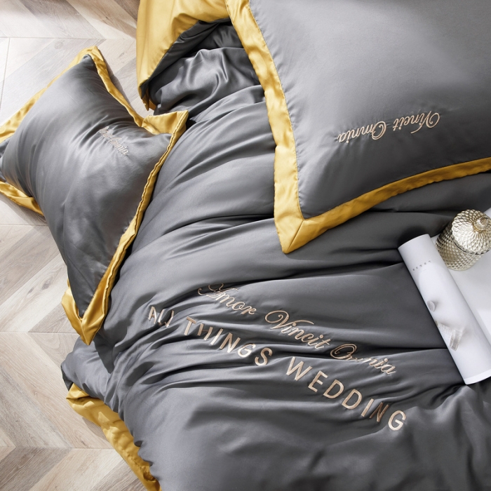 91家纺网 家纺一手货源 找家纺 优悦生活馆 2019新款永恒水洗真丝四件套 永恒-高级灰