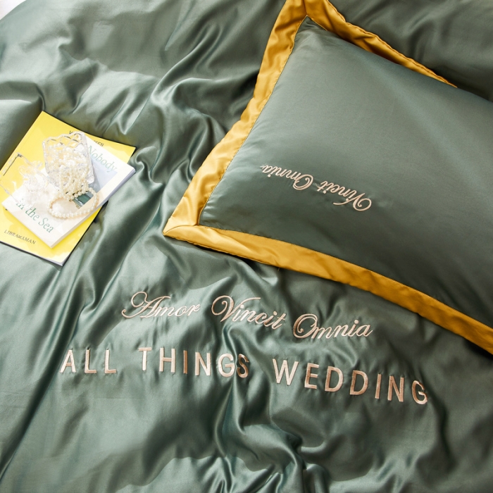 91家纺网 家纺一手货源 找家纺 优悦生活馆 2019新款永恒水洗真丝四件套 永恒-海藻绿