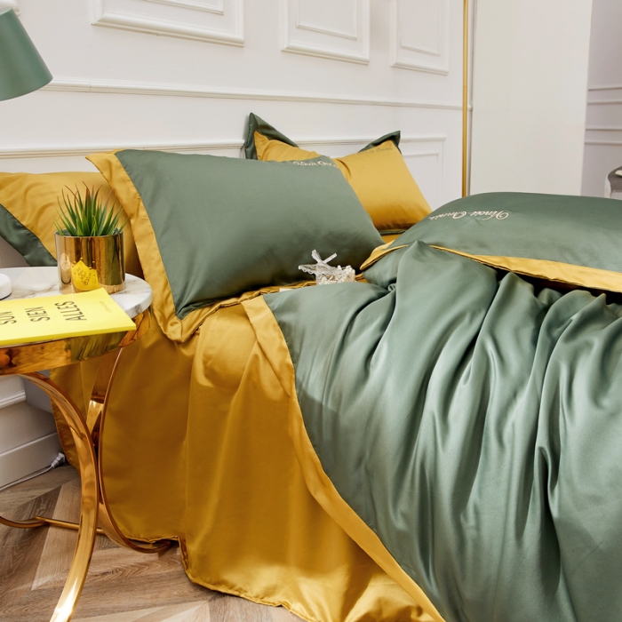 91家纺网 家纺一手货源 找家纺 优悦生活馆 2019新款永恒水洗真丝四件套 永恒-海藻绿