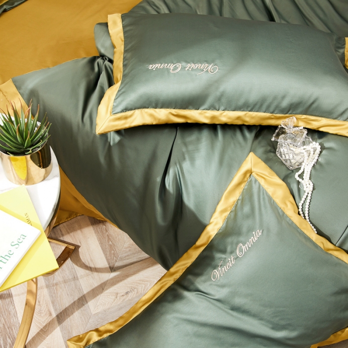 91家纺网 家纺一手货源 找家纺 优悦生活馆 2019新款永恒水洗真丝四件套 永恒-海藻绿